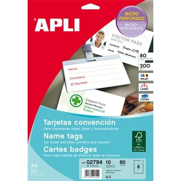 Apli névjegykártya papír, 90x55 mm, 200g, mikroperforált, 80 db