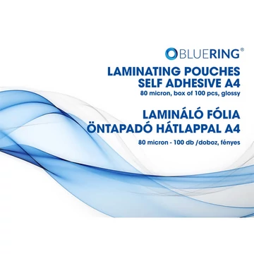 Bluering meleglamináló fólia öntapadó hátlappal, A4, 80 mikron, 100 db