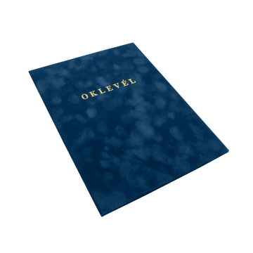 Bluering oklevéltartó arany nyomattal, A4, kék