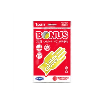 Bonus háztartási latex gumikesztyű, M méret, 1 pár