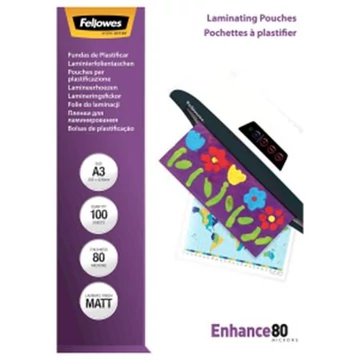 Fellowes matt meleglamináló fólia, A3, 80 mikron, 100 db
