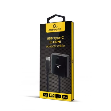 Gembird Cablexpert USB-C - HDMI 4K60Hz adapter, 15 cm, fekete