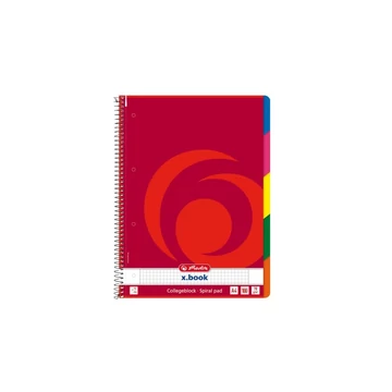 Herlitz regiszteres spirálfüzet, A4, 100 lap, perforált, lyukasztott, kockás