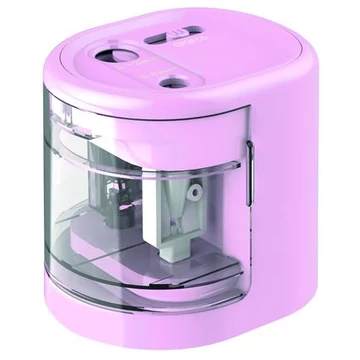 Rapesco PS12-USB asztali hegyező, kétlyukú, elemes, USB töltővel, rózsaszín