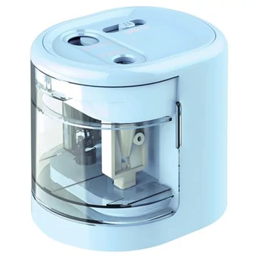 Rapesco PS12-USB asztali hegyező, kétlyukú, elemes, USB töltővel, világoskék