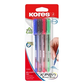 Kores K1-M golyóstoll készlet, 1 mm, 4 féle szín