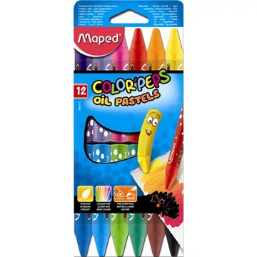 Olajpasztell kréta, MAPED Color`Peps, 12 különböző szín