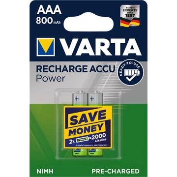Varta tölthető ceruzaelem, AAA, 2x800 mAh