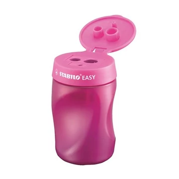 Stabilo Easy tartályos hegyező, háromlyukú, jobbkezes, rózsaszín