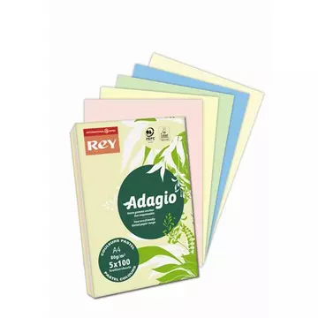 Rey Adagio színes másolópapír válogatás, A4, 80 g, pasztell mix, 5x100 lap