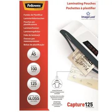 Fellowes meleglamináló fólia, 125 mikron, A5, fényes, 100 db