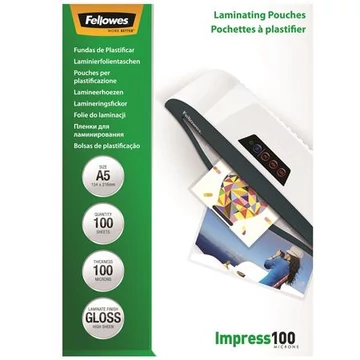 Fellowes meleglamináló fólia, 100 mikron, A5, fényes, 100 db
