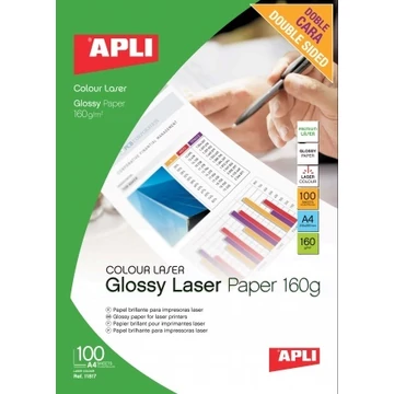 Apli Premium Laser fotópapír, lézer, A4, 160 g, fényes, kétoldalas, 100 lap