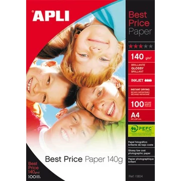 Apli Best Price fotópapír, tintasugaras, A4, 140 g, fényes, 100 lap