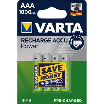 Varta tölthető ceruzaelem, AAA , 4x1000 mAh