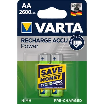Varta Power tölthető ceruzaelem, AA, 2x2600 mAh