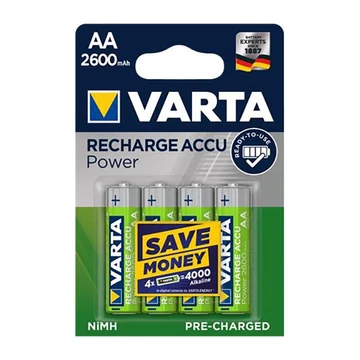 Varta Power tölthető ceruzaelem, AA, 4x2600 mAh