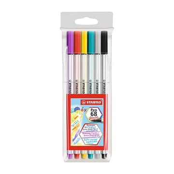 Stabilo Pen 68 Brush ecsetirón készlet, 6 féle szín
