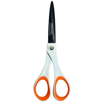 Olló, általános, tapadásmentes, 17 cm, FISKARS Non-Stick, fehér
