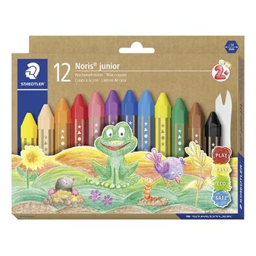 Zsírkréta, vastag, hatszögletű, Staedtler noris junior 224, 12 különböző szín