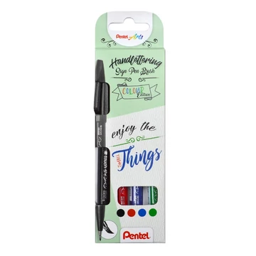 Pentel Handlettering Basic SES15-4 kalligrafikus ecsetfilc készlet, 4 féle szín