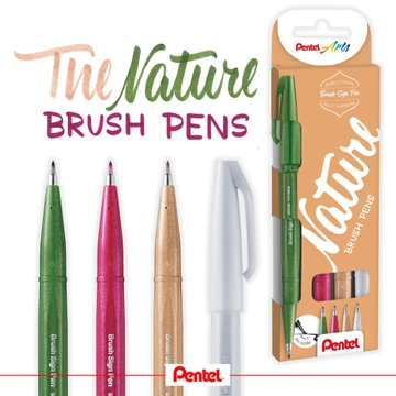Pentel The Nature SES15N-4 kalligrafikus ecsetfilc készlet, 4 féle szín