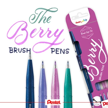 Pentel The Berry Pens SES15B-4 kalligrafikus ecsetfilc készlet, 4 féle szín