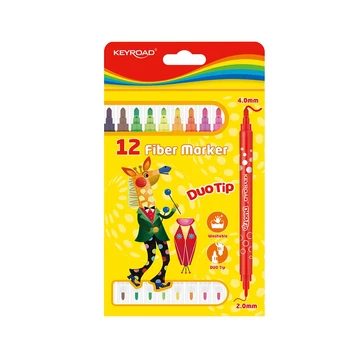 Keyroad Duo Tip kétvégű rostirón filctoll készlet, 2-4 mm, 12 szín
