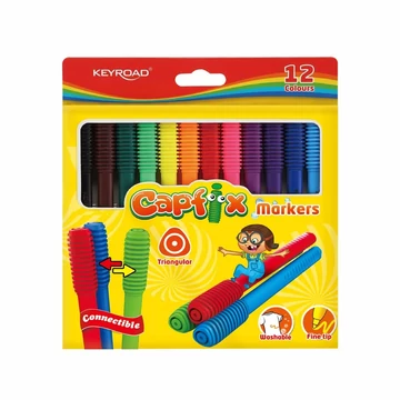 Keyroad Capfix rostirón filctoll készlet összekapcsolható fejekkel, 12 szín