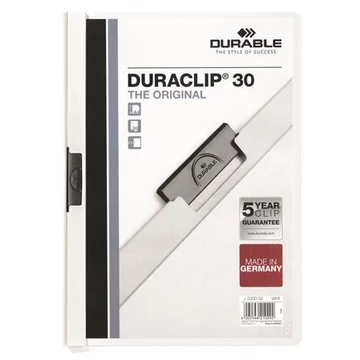 Durable Duraclip 30 gyorsfűző, klipes, A4, fehér
