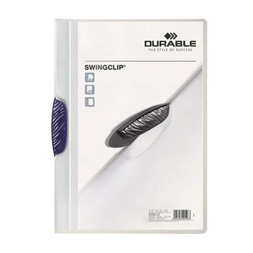 Durable Swingclip 30 gyorsfűző, klipes, A4, sötétkék