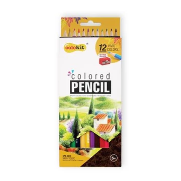 Colokit színes ceruza készlet, hatszögletű, hegyezővel, 12 különböző szín