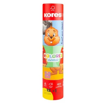Kores színes ceruza készlet, háromszögletű, jumbo, hegyezővel, kolores twist & turn, 12 különböző szín