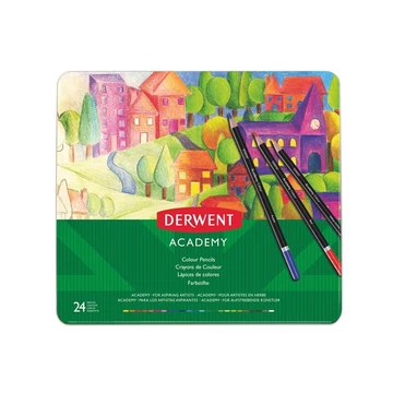 Derwent színes ceruza készlet, fém doboz, academy, 24 különböző szín