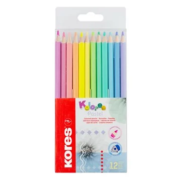 Kores színes ceruza készlet, háromszögletű, kolores pastel, 12 pasztell szín