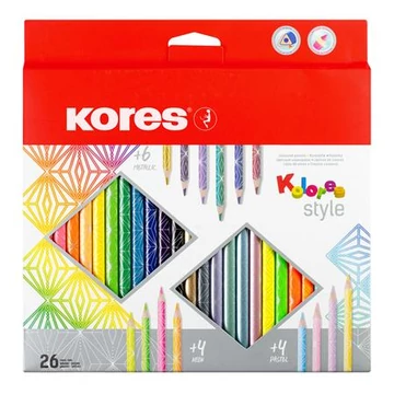 Kores színes ceruza készlet, háromszögletű, kolores style, 26 különböző szín