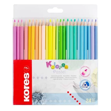 Kores színes ceruza készlet, háromszögletű, kolores pastel, 24 pasztell szín