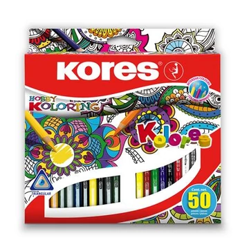 Kores színes ceruza készlet, háromszögletű, triangular, 50 különböző szín