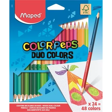 Maped színes ceruza készlet, háromszögletű, kétvégű, color peps duo, 48 különböző szín