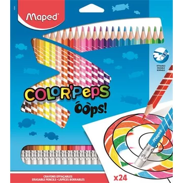 Maped színes ceruza készlet, háromszögletű, radírozható, color peps oops, 24 különböző szín