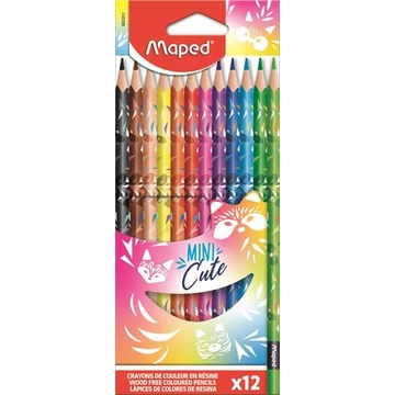 Maped színes ceruza készlet, háromszögletű, mini cute, 12 különböző szín