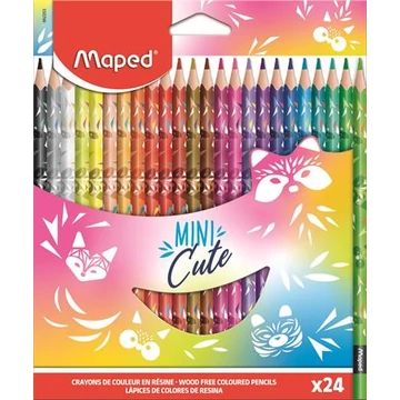 Maped színes ceruza készlet, háromszögletű, mini cute, 24 különböző szín