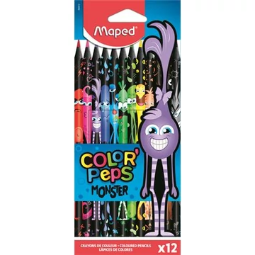 Maped színes ceruza készlet, háromszögletű, color peps monster, 12 különböző szín