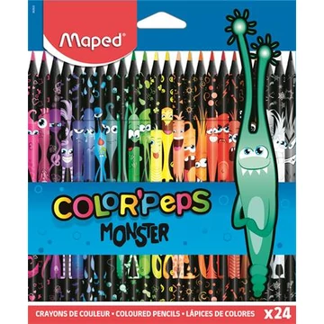 Maped színes ceruza készlet, háromszögletű, color peps monster, 24 különböző szín