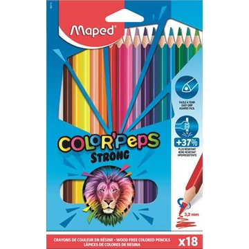 Maped színes ceruza készlet, háromszögletű, color peps strong, 18 különböző szín