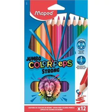 Maped színes ceruza készlet, háromszögletű, jumbo color peps strong, 12 különböző szín