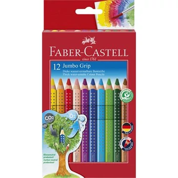 Faber-Castell színes ceruza készlet, háromszögletű, jumbo grip, 12 különböző szín