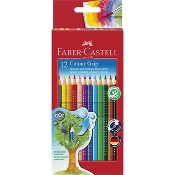 Faber-Castell színes ceruza készlet, háromszögletű, grip 2001, 12 különböző szín