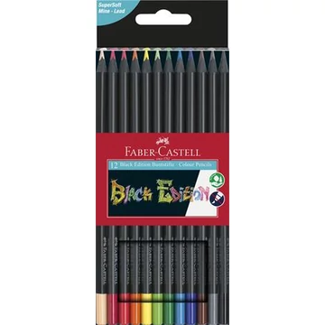 Faber-Castell színes ceruza készlet, háromszögletű, black edition,  12 különböző szín