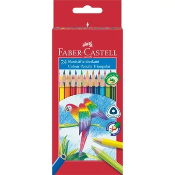 Faber-Castell színes ceruza készlet, háromszögletű, papagáj, 24 különböző szín